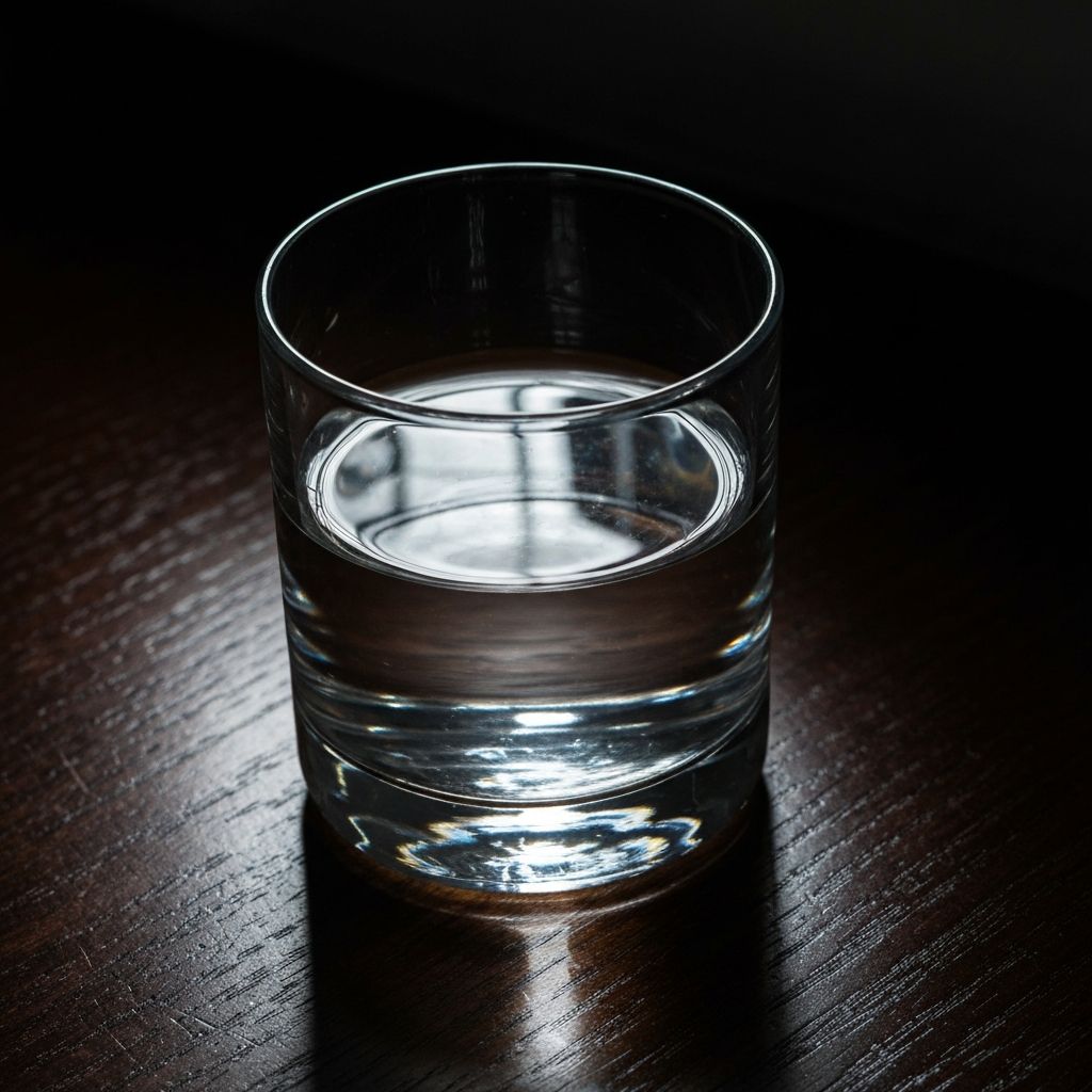 Glass of water with dramatic lighting